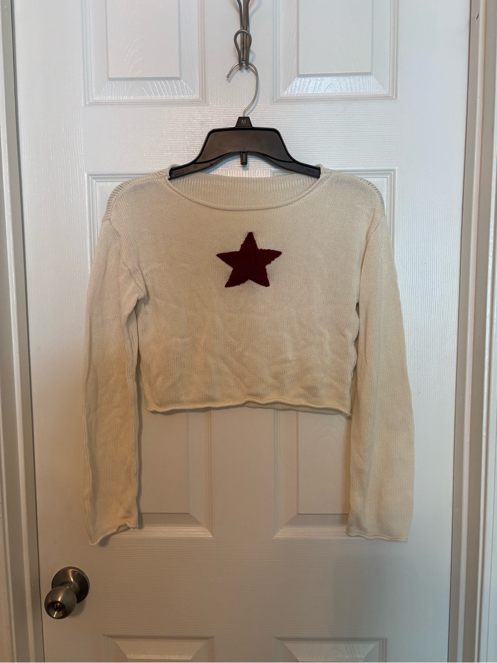 Cream Star Longsleeve Top - Size Large